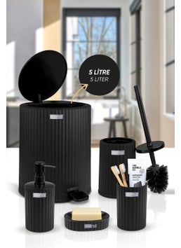 ‎okyanus Home Ocean Home Coliseum Black 5-Piece Bathroom Set  - Image 3