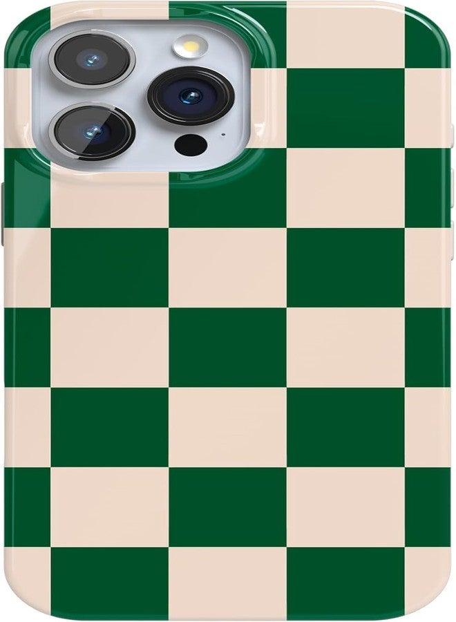 Casely iPhone 16 Pro Case | Fit Check | Green Checkerboard | Classic Ultra Slim Case Design | Compatible with MagSafe - Image 1
