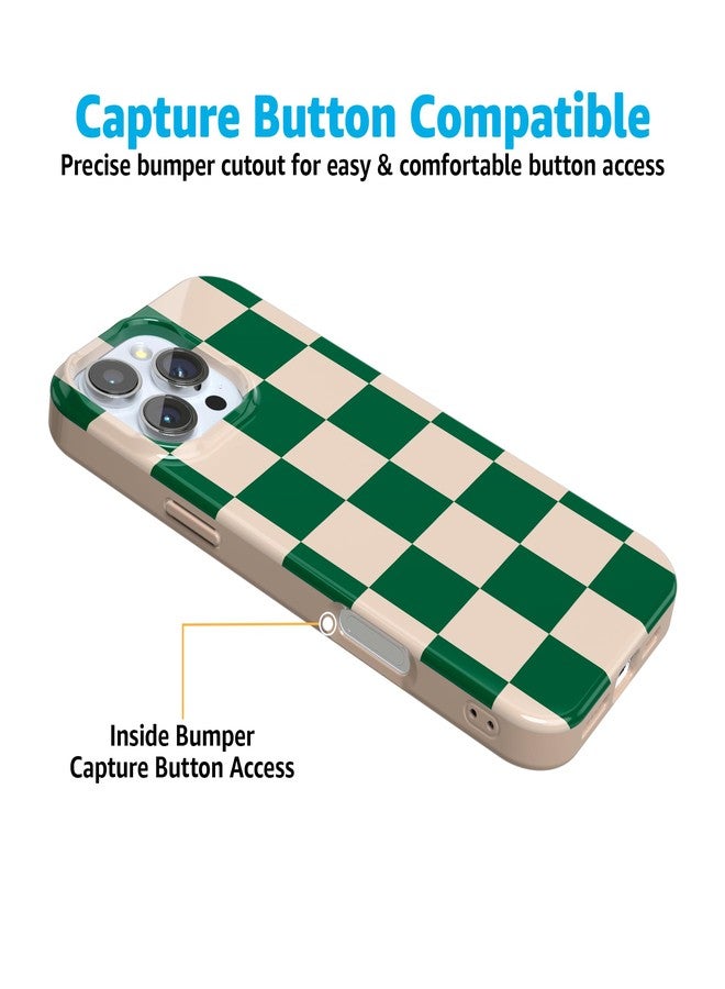 Casely iPhone 16 Pro Case | Fit Check | Green Checkerboard | Classic Ultra Slim Case Design | Compatible with MagSafe - Image 3