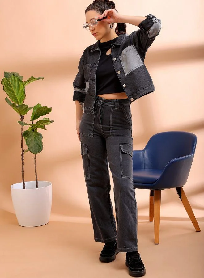 Freehand  Women Regular Black Solid Round Neck Long Sleeve Jacket for Women | Best Price UAE