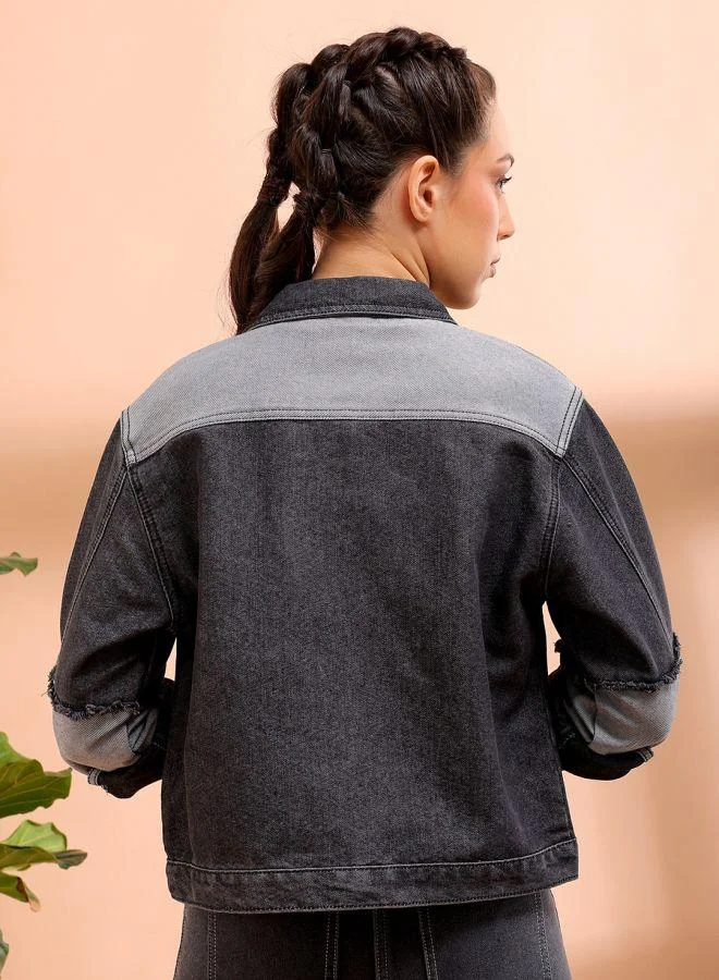Freehand  Women Regular Black Solid Round Neck Long Sleeve Jacket for Women | Best Price UAE