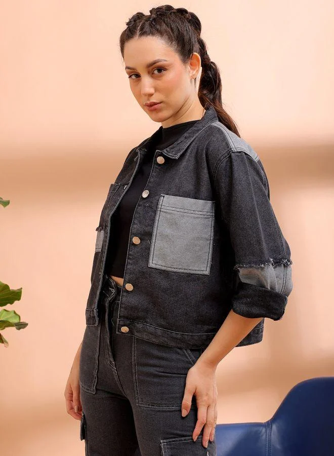 Freehand  Women Regular Black Solid Round Neck Long Sleeve Jacket for Women | Best Price UAE