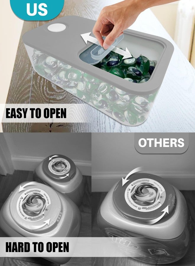 Skywin TidyFriend Laundry Pods Container with Slide Lid, 15"x8.7"x4.5", Airtight Storage Keeps Pods Fresh, Holds 9–10 lbs or 100–130 Pods, Laundry Detergent Container & Dishwasher Pod Holder (Clear & Grey) - Image 3