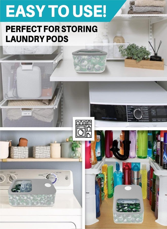 Skywin TidyFriend Laundry Pods Container with Slide Lid, 15"x8.7"x4.5", Airtight Storage Keeps Pods Fresh, Holds 9–10 lbs or 100–130 Pods, Laundry Detergent Container & Dishwasher Pod Holder (Clear & Grey) - Image 5