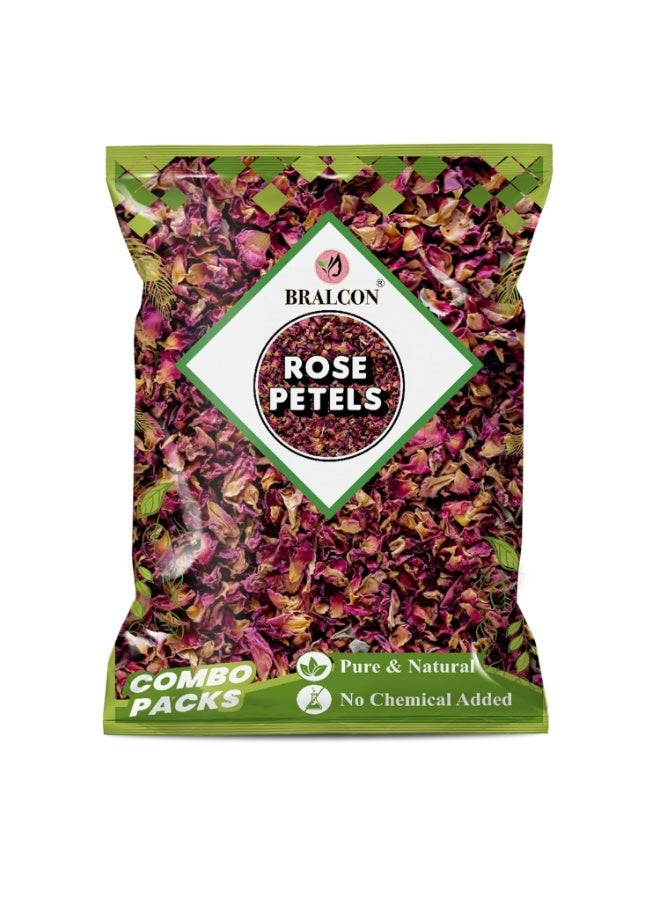 BRALCON Rose Petals - 100 gm | 100% Pure & Natural Sun dried Rose Flowers Petal (Gulab Patti)| Edible for Harbal Tea/Hair & Skin Care/Toppings for Indian Sweets/Boost immunity - Image 1