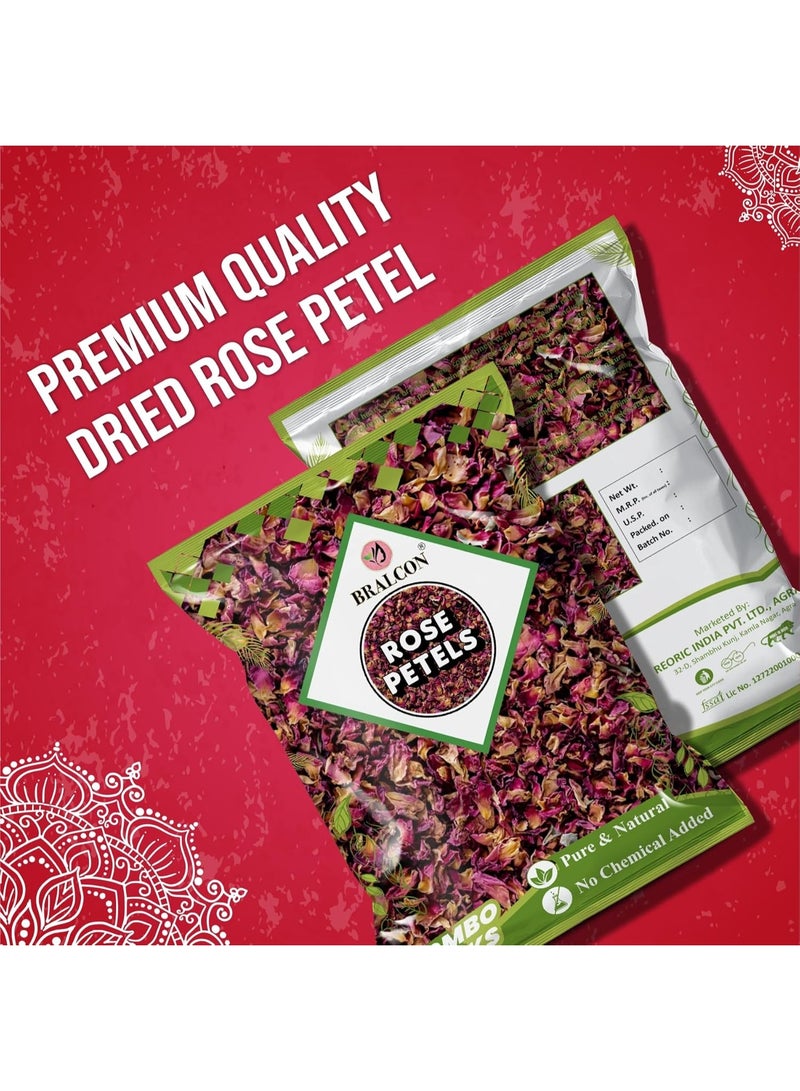 BRALCON Rose Petals - 100 gm | 100% Pure & Natural Sun dried Rose Flowers Petal (Gulab Patti)| Edible for Harbal Tea/Hair & Skin Care/Toppings for Indian Sweets/Boost immunity - Image 5