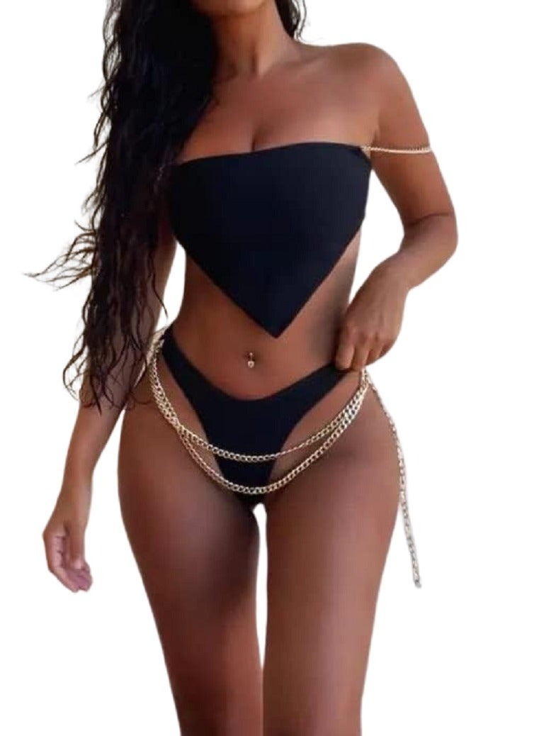 MANIKAN women's cloth 2 pieces with a chain strap decorated and a chain belt - Image 3