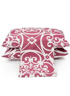 Home of linens طقم غطاء لحاف - 3 قطع لسرير مزدوج - 1 غطاء لحاف (250 سم * 250 سم) + 2 غطاء وسادة (50 سم * 70 سم) - 100% قطن ساتان - بورجندي هندسي  - Image 1