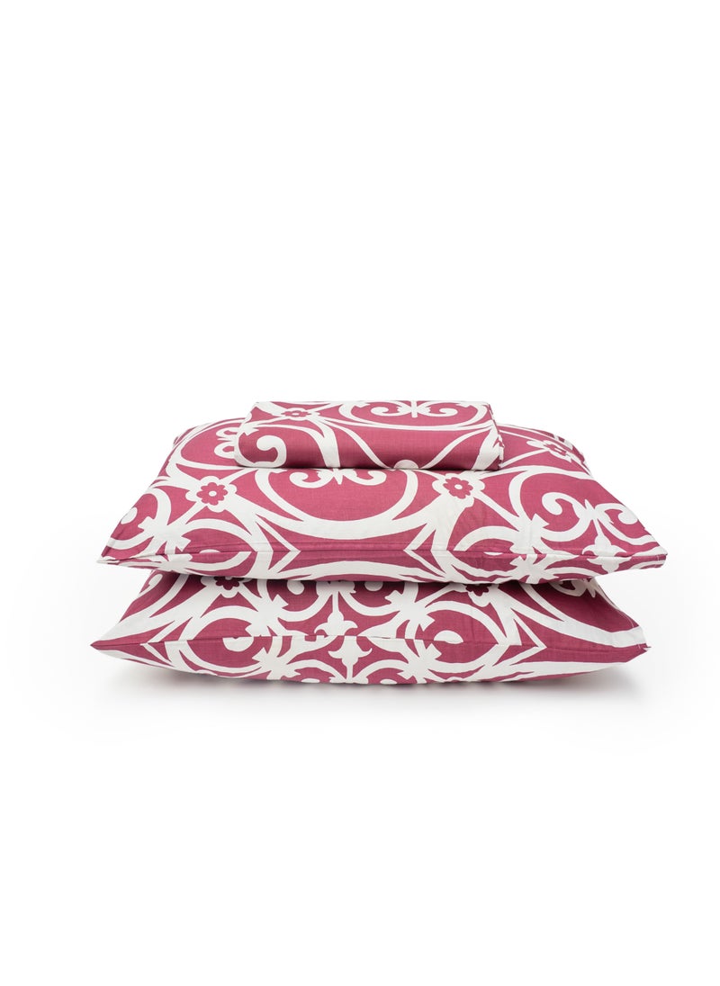 Home of linens طقم غطاء لحاف - 3 قطع لسرير مزدوج - 1 غطاء لحاف (250 سم * 250 سم) + 2 غطاء وسادة (50 سم * 70 سم) - 100% قطن ساتان - بورجندي هندسي  - Image 2