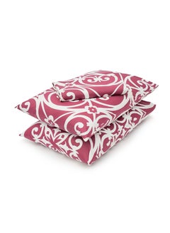 Home of linens طقم غطاء لحاف - 3 قطع لسرير مزدوج - 1 غطاء لحاف (250 سم * 250 سم) + 2 غطاء وسادة (50 سم * 70 سم) - 100% قطن ساتان - بورجندي هندسي  - Image 3