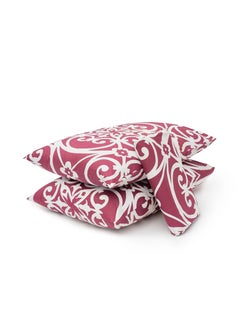 Home of linens طقم غطاء لحاف - 3 قطع لسرير مزدوج - 1 غطاء لحاف (250 سم * 250 سم) + 2 غطاء وسادة (50 سم * 70 سم) - 100% قطن ساتان - بورجندي هندسي  - Image 4
