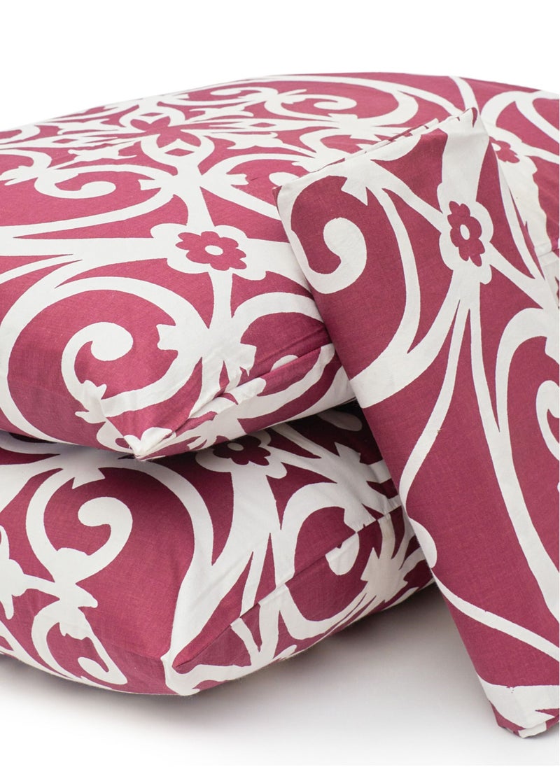Home of linens طقم غطاء لحاف - 3 قطع لسرير مزدوج - 1 غطاء لحاف (250 سم * 250 سم) + 2 غطاء وسادة (50 سم * 70 سم) - 100% قطن ساتان - بورجندي هندسي  - Image 5