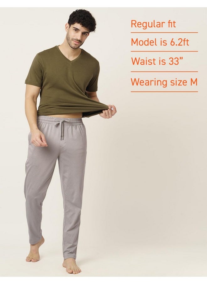 DaMENSCH DAMENSCH Mens Regular Fit Statement Jersey Track Pants| Soft Prima Jersey Track Pant for Men-Pack of 1-Stone Grey-M  - Image 3