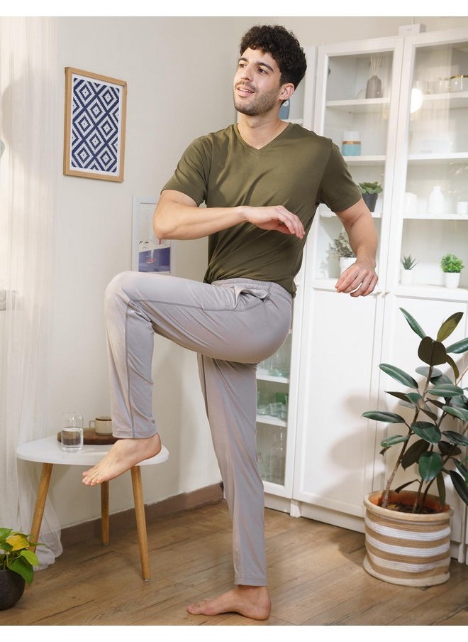 DaMENSCH DAMENSCH Mens Regular Fit Statement Jersey Track Pants| Soft Prima Jersey Track Pant for Men-Pack of 1-Stone Grey-M  - Image 2