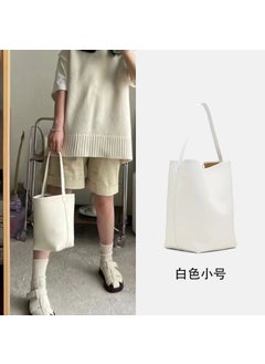 The Row Leather Bucket Bag New Large Capacity Beige small size first layer cowhide can hold 5 fold umbrella