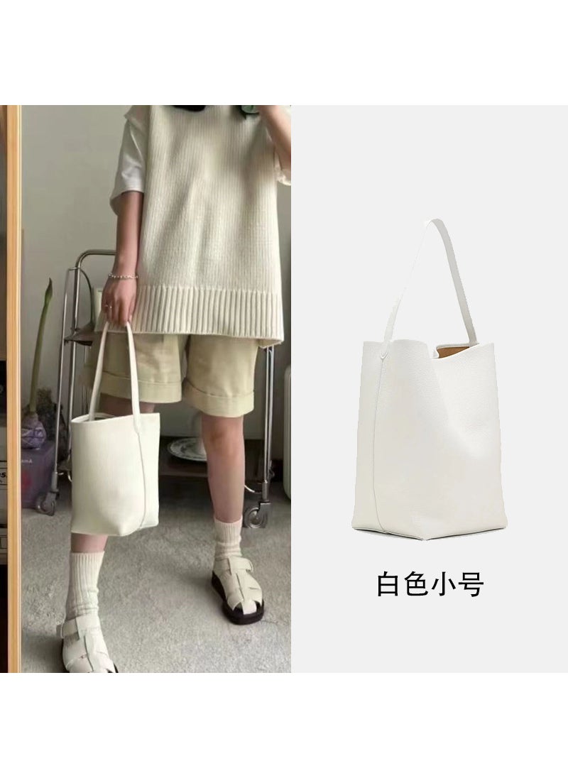 Generic - The Row Leather Bucket Bag New Large Capacity Beige small size first layer cowhide can hold 5 fold umbrella - Image 1