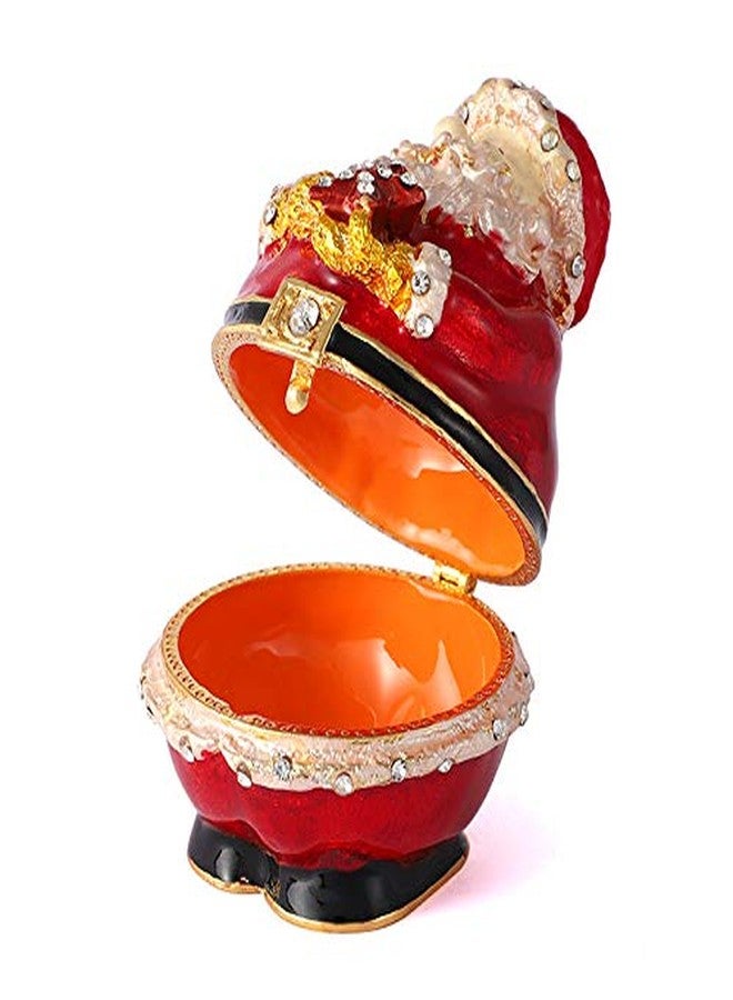 QIFU Decorative Hand Painted Santa Claus Figurine Trinket Box with Rich Enamel and Sparkling Rhinestones Unique Gift for Christmas - Image 3