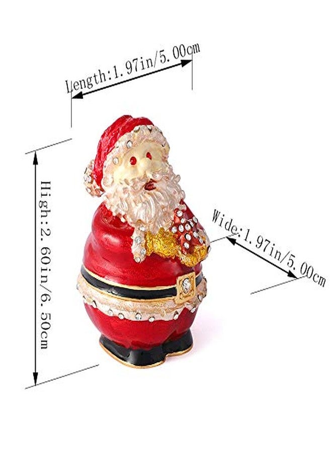 QIFU Decorative Hand Painted Santa Claus Figurine Trinket Box with Rich Enamel and Sparkling Rhinestones Unique Gift for Christmas - Image 4