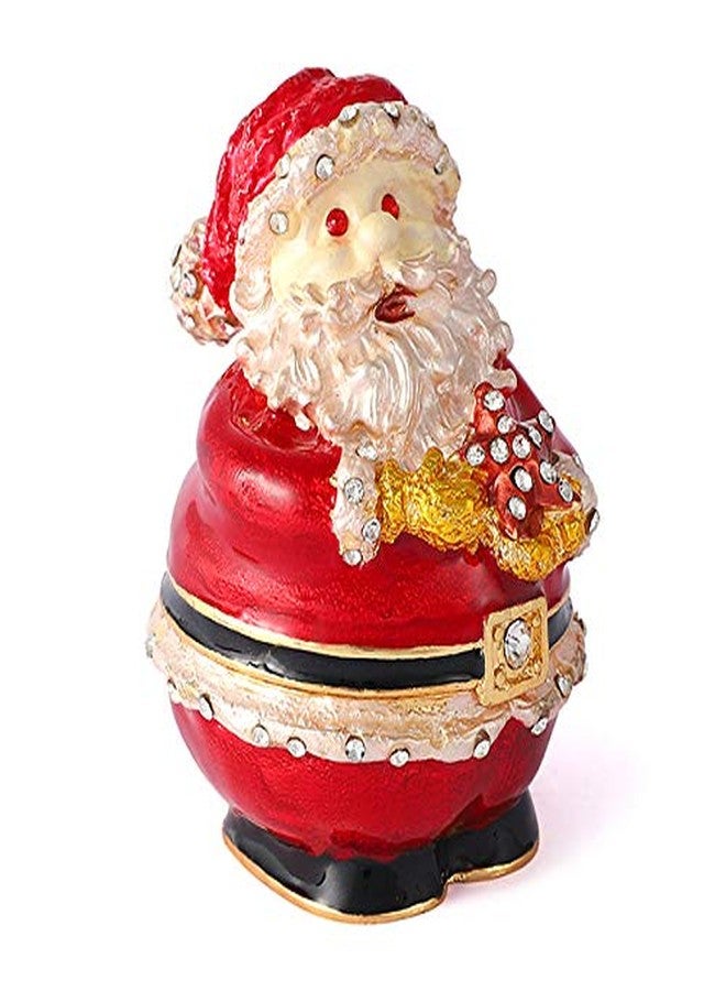 QIFU Decorative Hand Painted Santa Claus Figurine Trinket Box with Rich Enamel and Sparkling Rhinestones Unique Gift for Christmas - Image 2