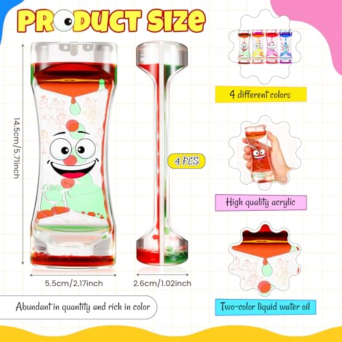 Shappy 4 Pcs Emotion Sensory Bottles Liquid Motion Bubbler Colorful Water Fidget Toy Sensory Bottles for Toddlers Quiet Fidget Toys for Autistic Children Calming Corner Social Emotional Learning - Image 5
