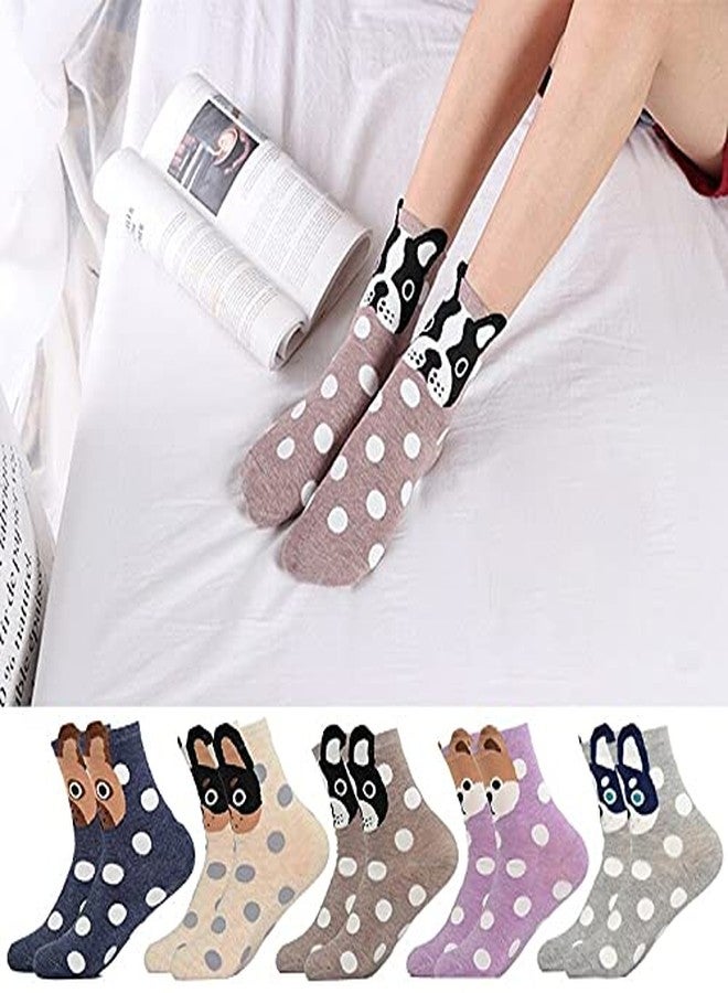 Missby® Girl's & Boy's Polka-Dot Puppy Loafer Socks (Pack of 5, Multicolor) - Image 2