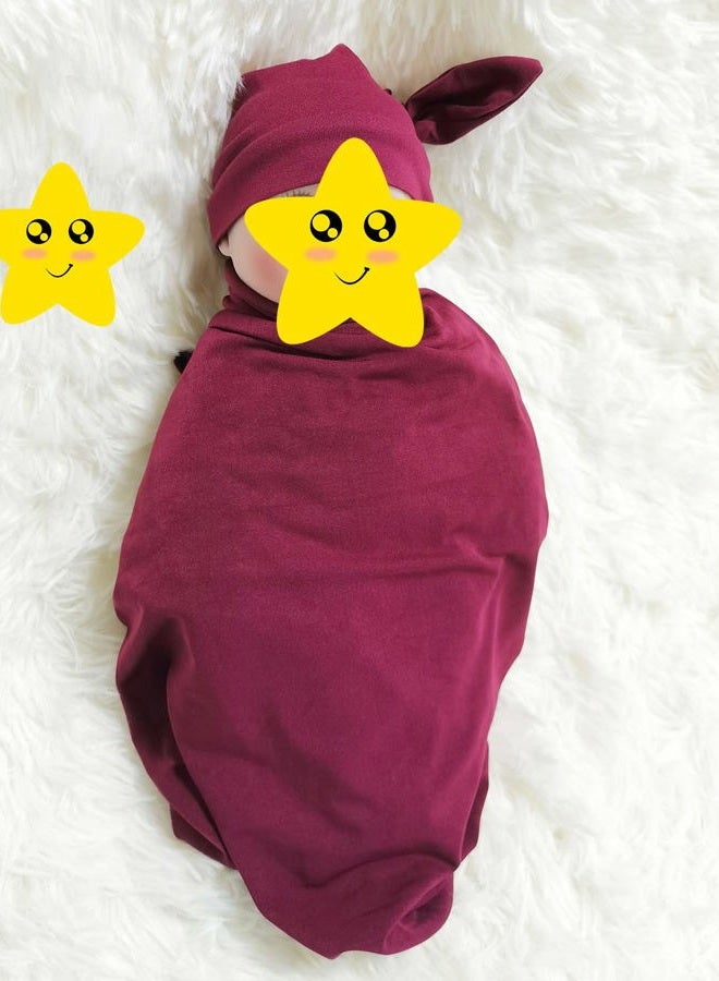 QTECLOR Mommy Robe for Maternity with Matching Swaddle Blanket Girls Boys, Delivery Labor Robe for Hospital Women Dress, C3 Robe+swaddle+headband+hat, XL - Image 5