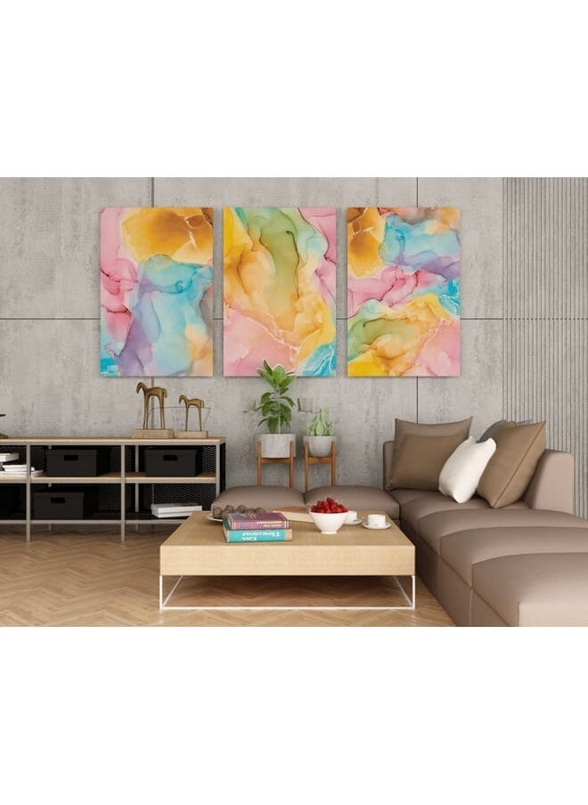 Set Of 3 Of Colorful Abstract Marble Texture Pattern