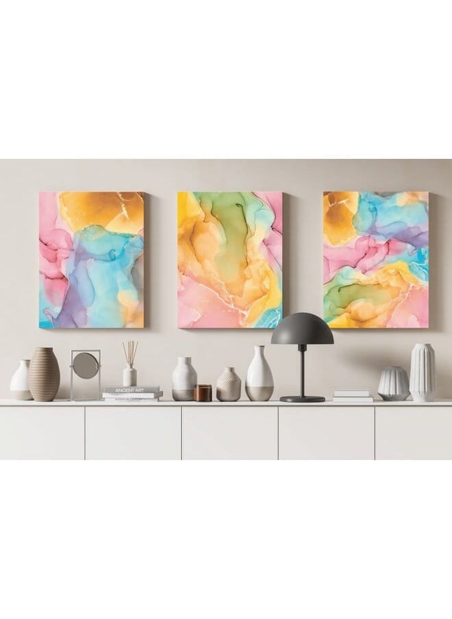 Set Of 3 Of Colorful Abstract Marble Texture Pattern
