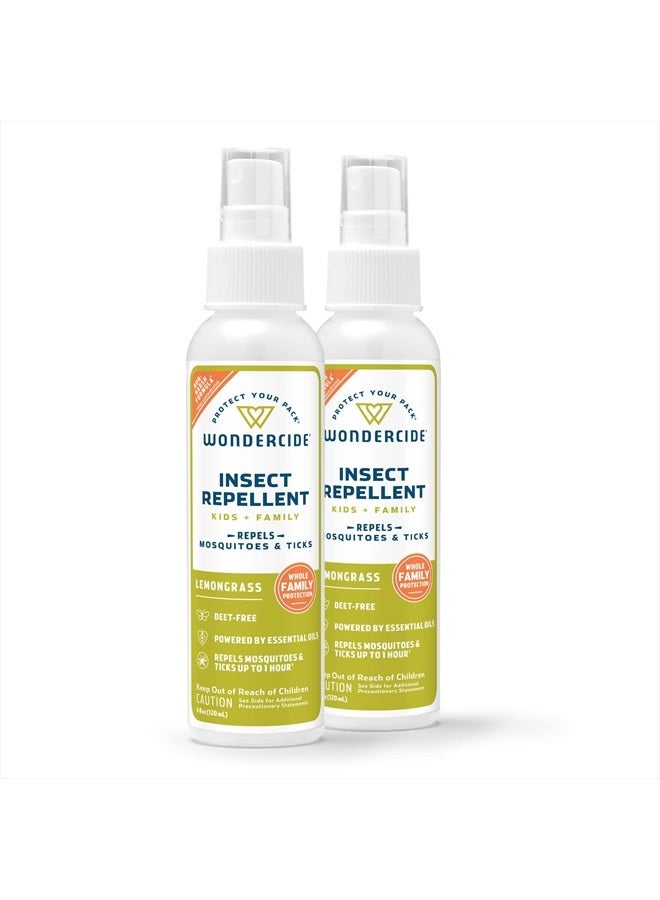 wondercide Mosquito, Tick, Fly, and Insect Repellent with Natural Essential Oils - DEET-Free Bug Spray and Killer - Safe for Family - Lemongrass 2-Pack of 4 oz Bottle - Image 1