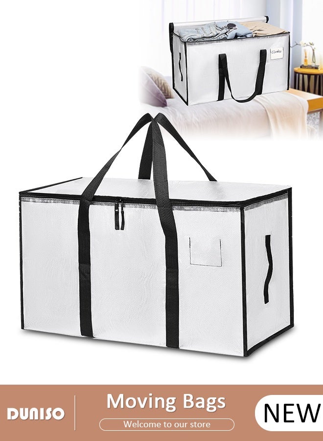 DUNISO Large Moving Bags, Foldable Storage Tote with Double Zippers, Storage Totes For Space Saving, Sturdy Carrying Handles for Travel, College Moving Supplies, Bedding, Clothes  - Image 1