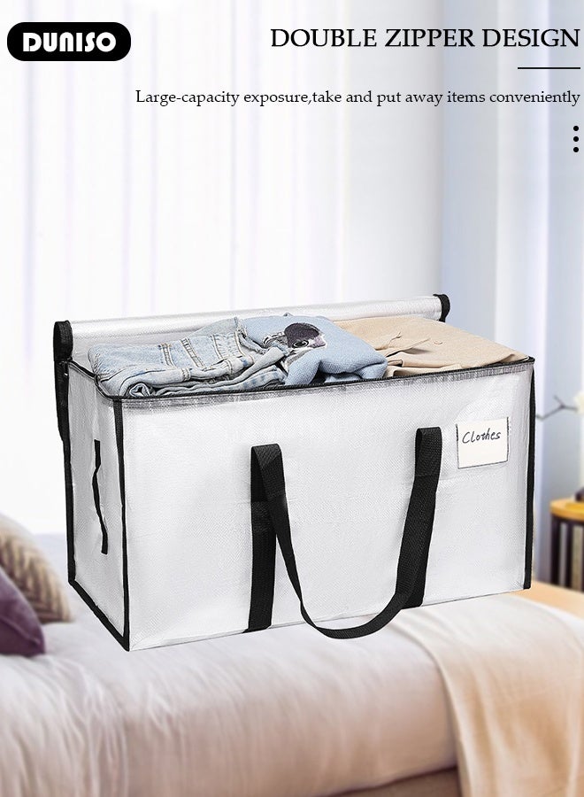 DUNISO Large Moving Bags, Foldable Storage Tote with Double Zippers, Storage Totes For Space Saving, Sturdy Carrying Handles for Travel, College Moving Supplies, Bedding, Clothes  - Image 2