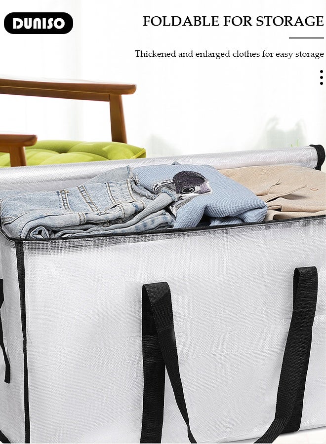 DUNISO Large Moving Bags, Foldable Storage Tote with Double Zippers, Storage Totes For Space Saving, Sturdy Carrying Handles for Travel, College Moving Supplies, Bedding, Clothes  - Image 5