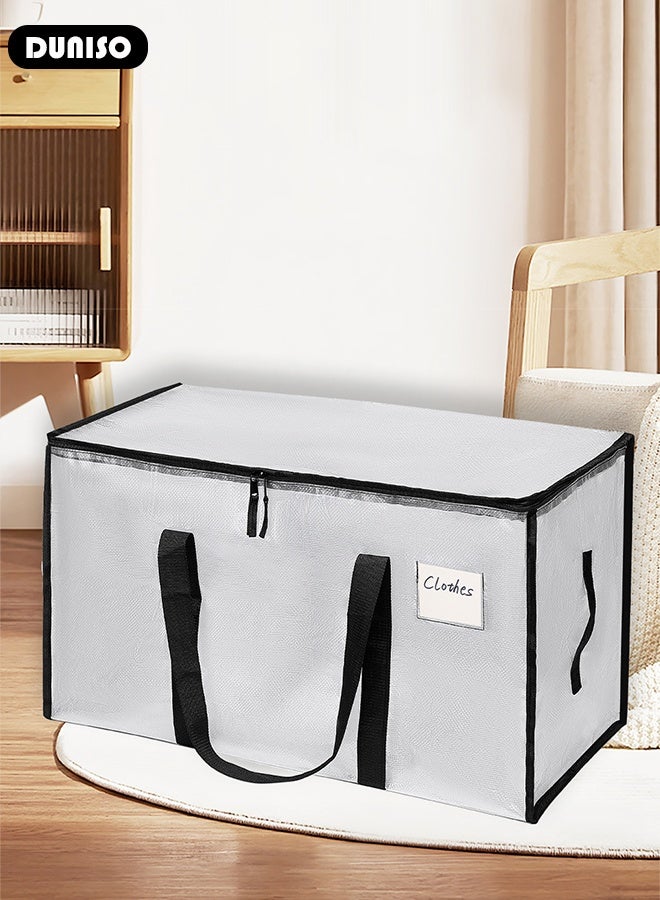 DUNISO Large Moving Bags, Foldable Storage Tote with Double Zippers, Storage Totes For Space Saving, Sturdy Carrying Handles for Travel, College Moving Supplies, Bedding, Clothes  - Image 3