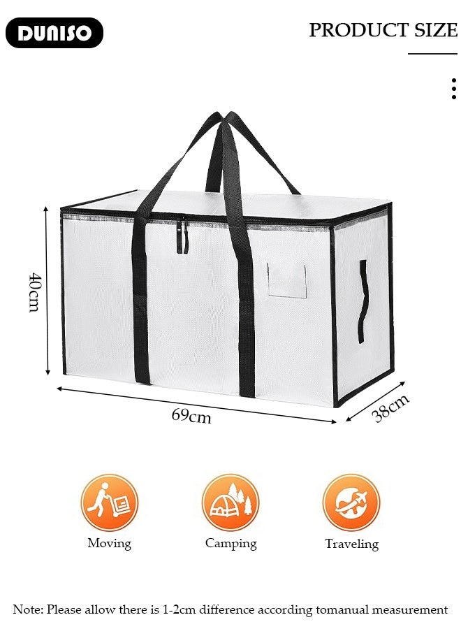DUNISO Large Moving Bags, Foldable Storage Tote with Double Zippers, Storage Totes For Space Saving, Sturdy Carrying Handles for Travel, College Moving Supplies, Bedding, Clothes  - Image 4