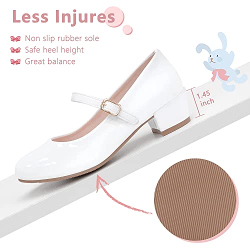 MIXIN Girls Mary Jane Dress Shoes - Princess Ballerina Flats Low Heels for School Party Wedding, Back to School Shoes for Girls (4 Big Kid, Elegant White, Numeric_4) - Image 5