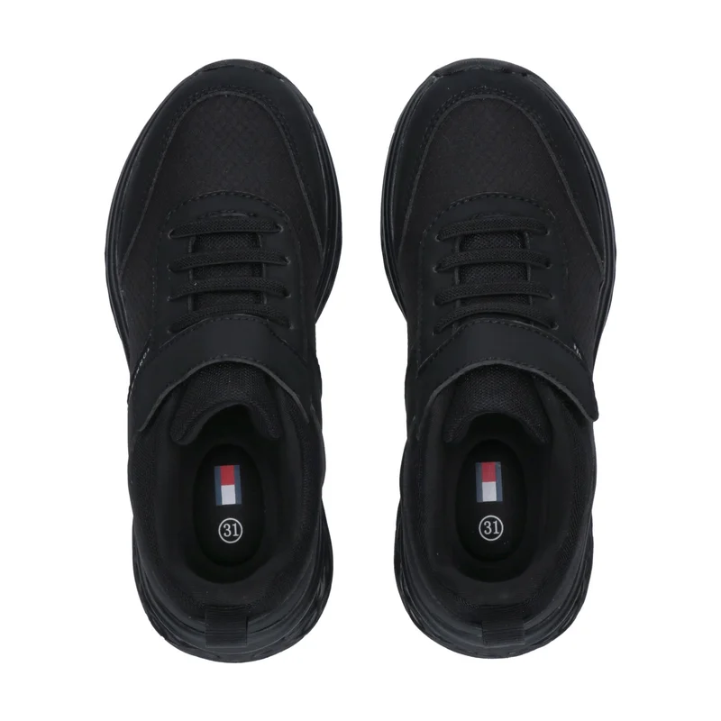 تومي هيلفيغر Little Low Top Lace Up/Velcro Sneakers