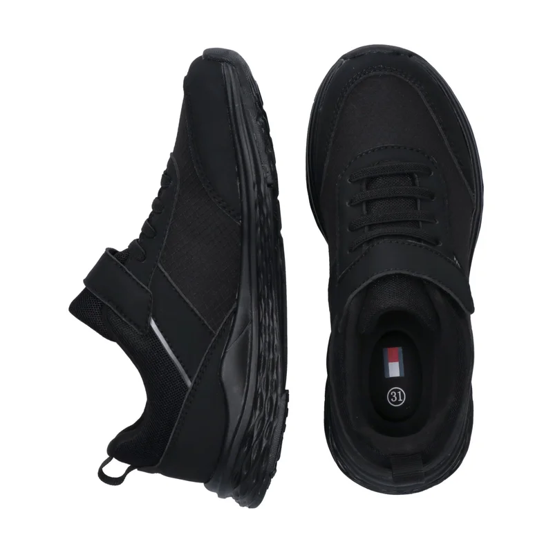 تومي هيلفيغر Little Low Top Lace Up/Velcro Sneakers