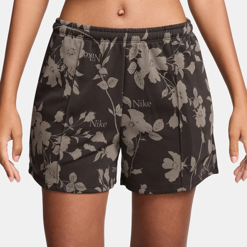 Nike Brown Women's Sportswear Chill Terry Printed Shorts for Women | Best Price UAE