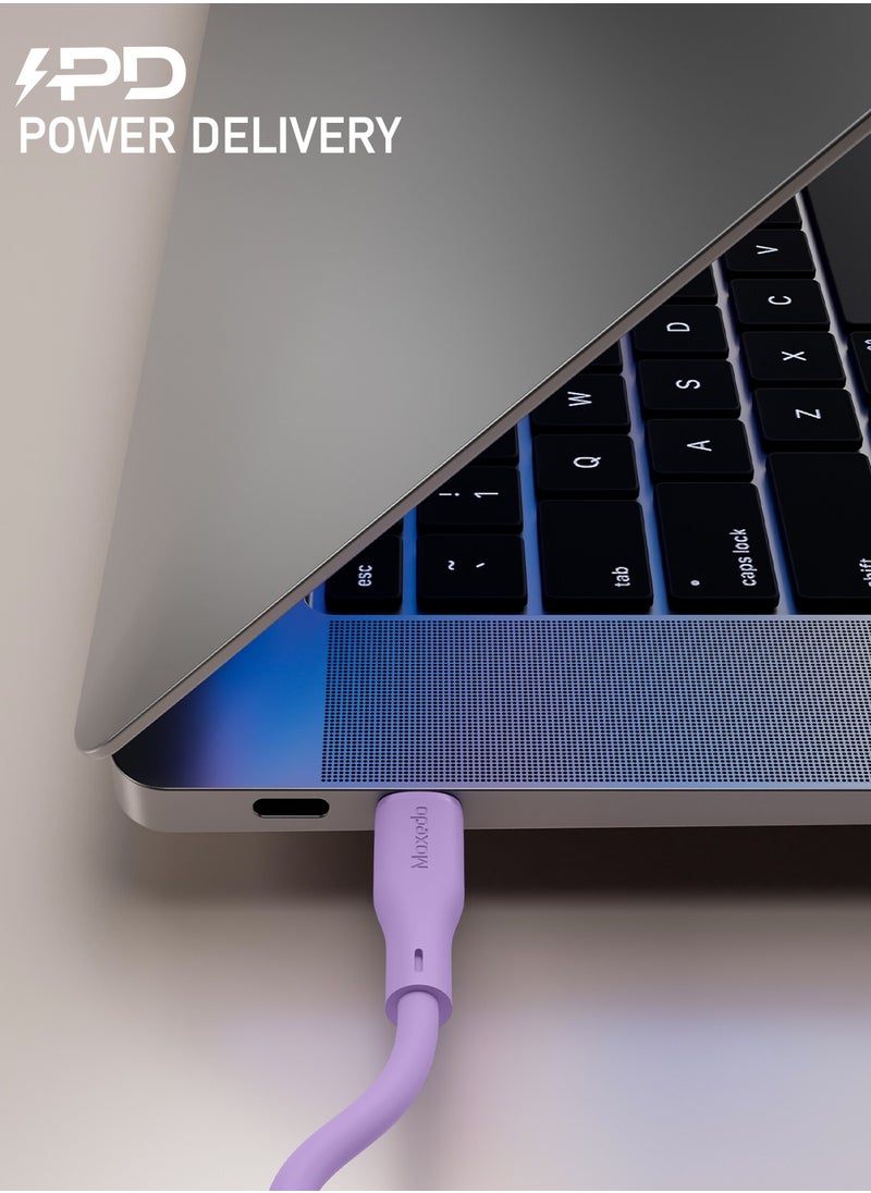 Moxedo Moxedo Cavo X Pro USB-C to USB-C Silicone Cable 60W PD Fast Charge and Data Sync Compatible for iPhone15/ MacBook Pro 2020/ iPad Pro 2020/ iPad Air 4/ Samsung Galaxy S23+/S23 Ultra (Purple 1.2m)  - Image 3
