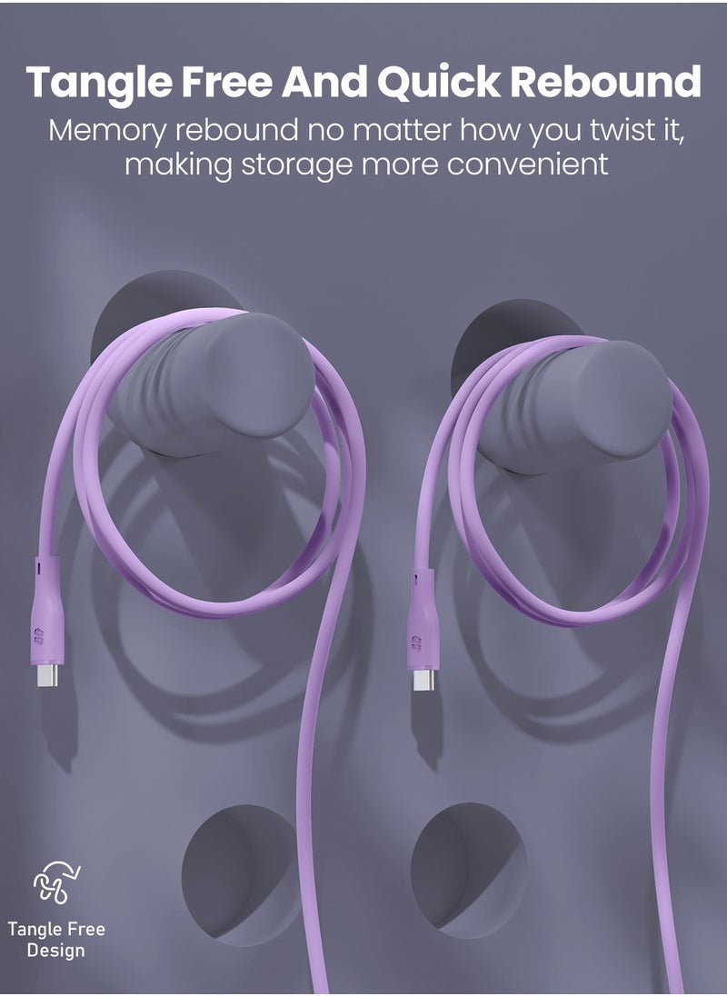 Moxedo Moxedo Cavo X Pro USB-C to USB-C Silicone Cable 60W PD Fast Charge and Data Sync Compatible for iPhone15/ MacBook Pro 2020/ iPad Pro 2020/ iPad Air 4/ Samsung Galaxy S23+/S23 Ultra (Purple 1.2m)  - Image 4