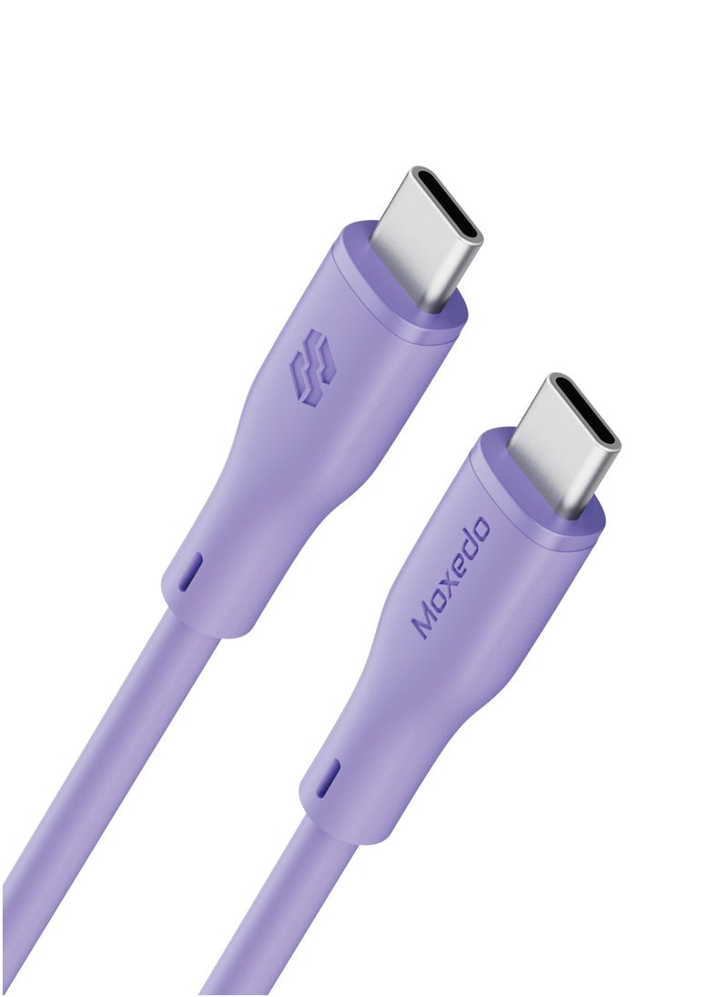 Moxedo Moxedo Cavo X Pro USB-C to USB-C Silicone Cable 60W PD Fast Charge and Data Sync Compatible for iPhone15/ MacBook Pro 2020/ iPad Pro 2020/ iPad Air 4/ Samsung Galaxy S23+/S23 Ultra (Purple 1.2m)  - Image 1