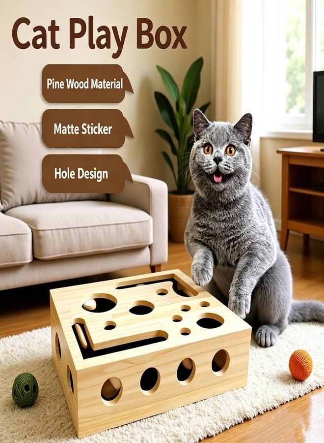 AHJK Cat Scratch Puzzle Enrichment Maze Box Wooden Nail File with Bell Ball Sandpaper Inside, Stress-Free Alternative to Nail Clippers and Grinders, for Cats that Hate Nail Trimming (Style-A) - Image 2