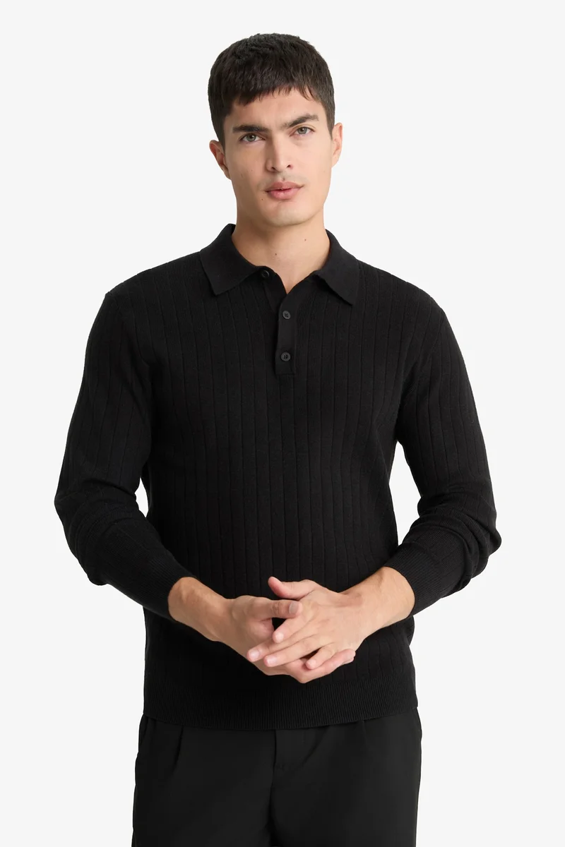 Defacto  Standard Fit Polo Collar Knitwear Pullover for Men | Best Price UAE