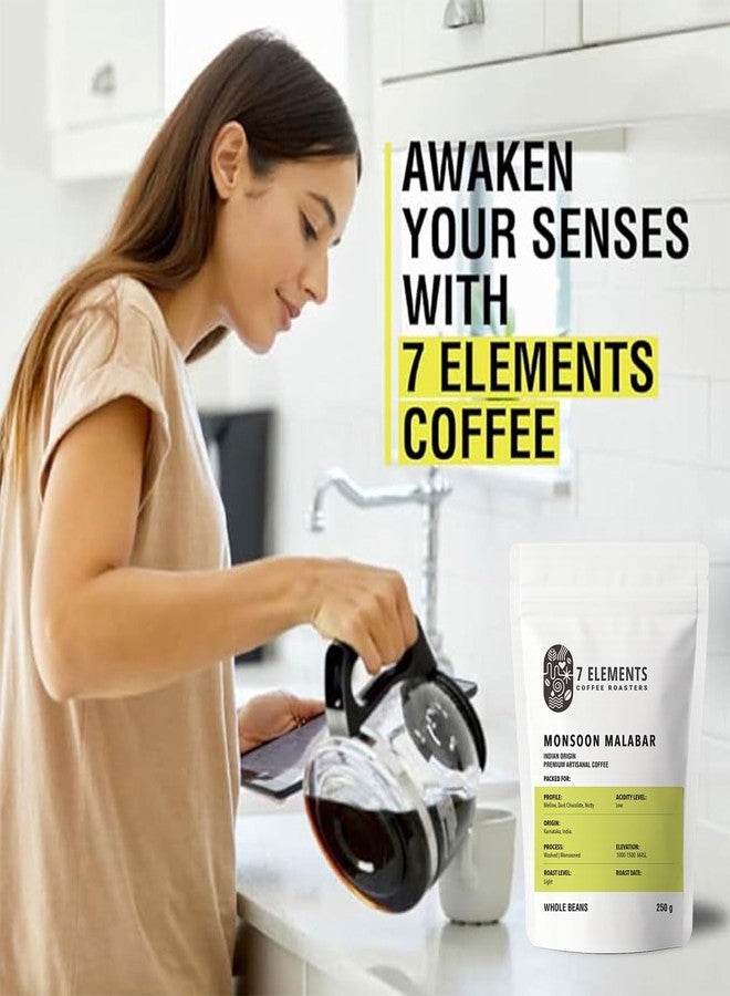 7 Elements Coffee Roasters Monsoon Malabar Ground Coffee - 250 g (Pack of 1) | Light Roast (Espresso, Moka Pot Grind) | 100% Arabica Freshly Roasted Coffee Grounds | AA Grade | Rich Flavorful Coffee - Image 4