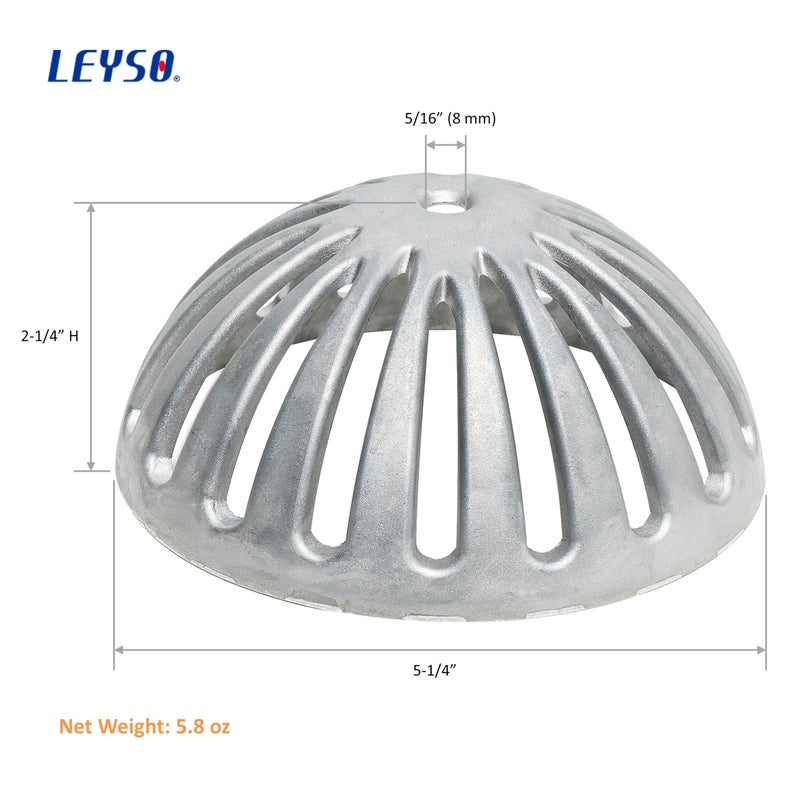 Leyso مصفاة حوض تصريف من الألومنيوم شديدة التحمل من Leyso Fs-Ds، غطاء تصريف أرضية للمطبخ، مطعم بار بوفيه أو خدمة الطعام. 5-1/4 بوصة قطر × 2-1/4 بوصة ارتفاع (1 قطعة) - Image 3