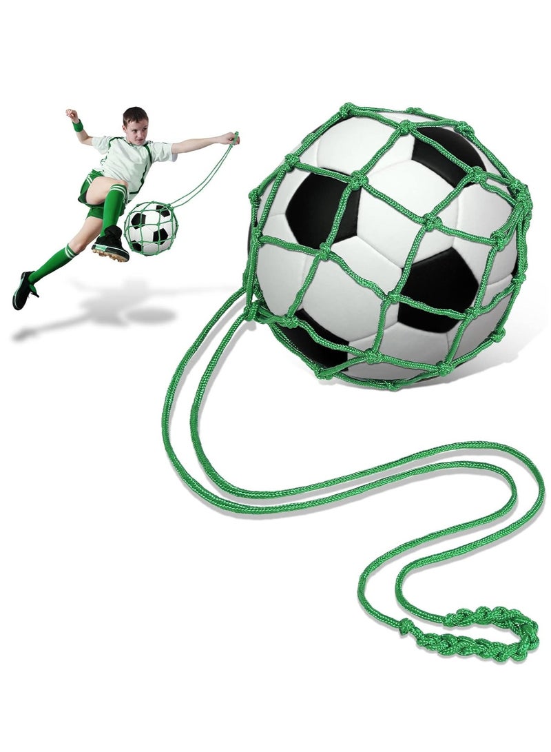 Soccer Ball Net Kicker Soccer Bungee Trainer Juggling Soccer Ball Holder for Kids Design Football Training Equipment Accessories & Gear for Kids Adults, Suitable for Ball Size 3, 4, 5, Green - Image 1