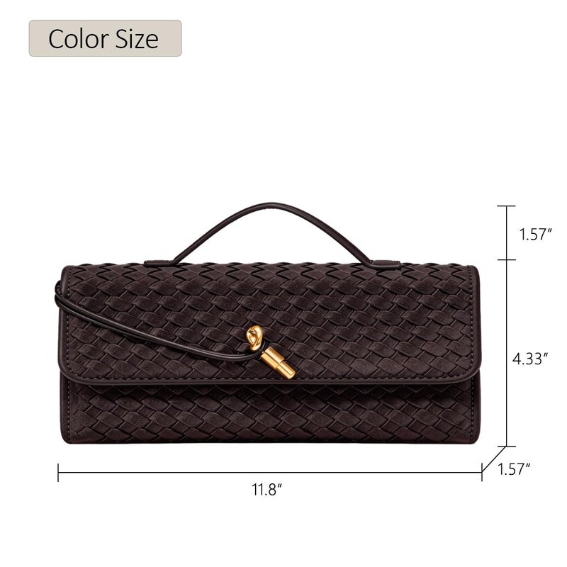 JYG Suede Woven Handbag for Women Dark Brown Trendy Evening Shoulder Bag Casual Clutch Purse Crossbody Satchel with Metal Buckle 2025 - Image 5