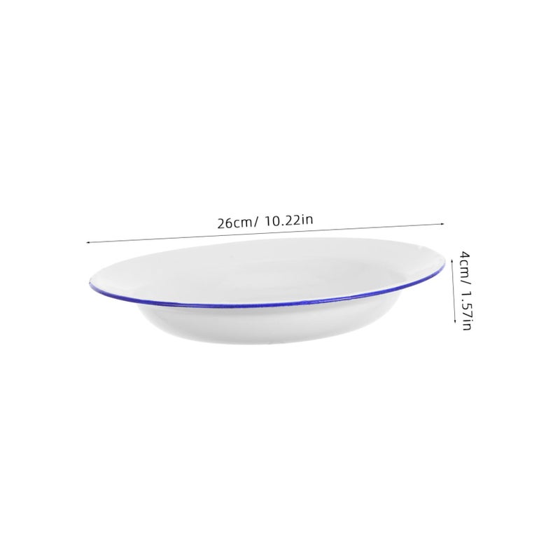 Enamel Dinner Plate Retro Style Appetizer Dessert Salad Plate Easy Clean Outdoor Dining - Image 3