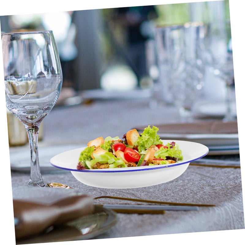 Enamel Dinner Plate Retro Style Appetizer Dessert Salad Plate Easy Clean Outdoor Dining - Image 5