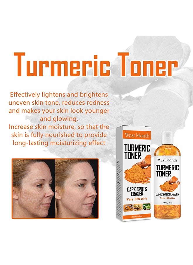 West&Month Dark Spot Eraser Turmeric Toner -Corrector Toner 100ML Facial Toner For Acne Prone Skin Dark Spot Remover For Face Hydrating Face Toner For Women Treatme  - Image 2